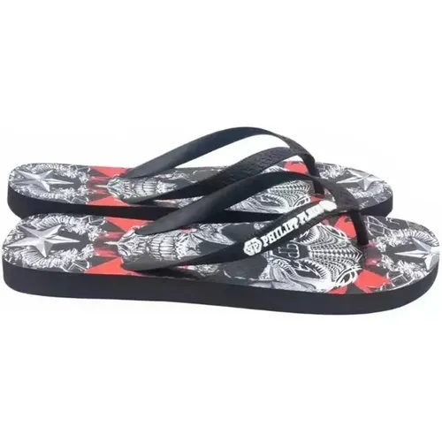 Flip Flops, female, , Size: 6 1/2 US Skull Graphic Flip Flops - Philipp Plein - Modalova