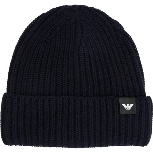 Beanies, male, , Size: L Plain Logo Beanie Hat - Emporio Armani - Modalova