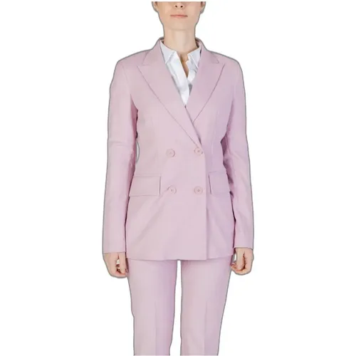 Rosa Blazer mit V-Ausschnitt und Knopfverschluss , Damen, Größe: M - Sandro Ferrone - Modalova