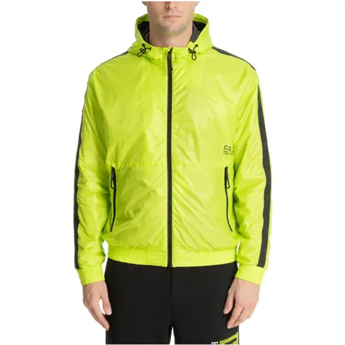 Plain Hooded Jacket with Zip Closure , male, Sizes: M - Emporio Armani EA7 - Modalova