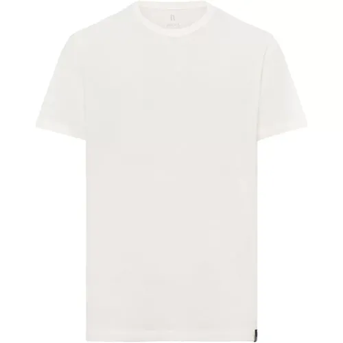 Gemischtes Leinen Baumwoll Jersey T-Shirt,Ss Mixed Linen Cotton Jersey T-Shirt,Ss Gemischtes Leinen Baumwoll Jersey T-Shirt - Boggi Milano - Modalova