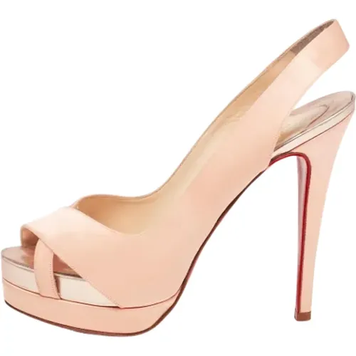 Pre-owned Satin sandals , female, Sizes: 6 1/2 UK - Christian Louboutin Pre-owned - Modalova