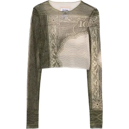 Long Sleeve Crop Top in Green , female, Sizes: M, XS - Jean Paul Gaultier - Modalova