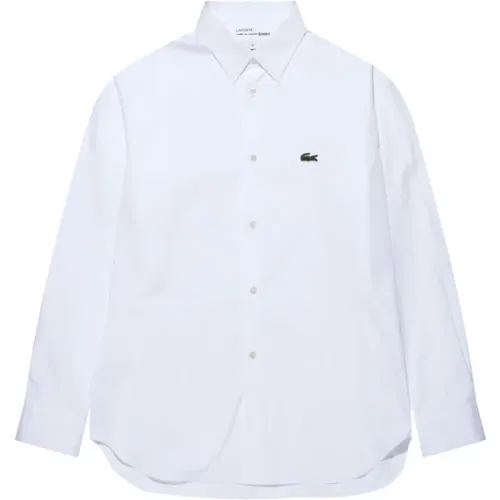 Weißes Lacoste Logo-Patch Baumwollhemd - Comme des Garçons - Modalova