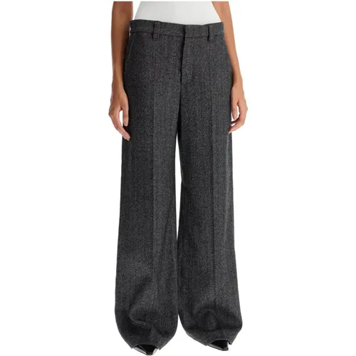 Herringbone Wool Trousers with Wide Leg , female, Sizes: XS - BRUNELLO CUCINELLI - Modalova