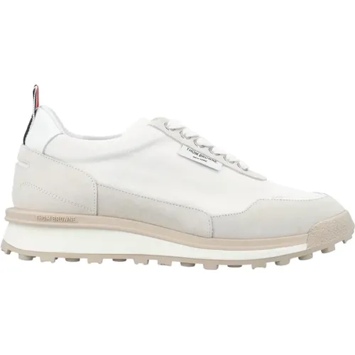 White Nylon Lace-Up Sneakers , male, Sizes: 7 1/2 UK, 6 UK, 6 1/2 UK, 8 1/2 UK, 8 UK, 7 UK, 9 UK - Thom Browne - Modalova