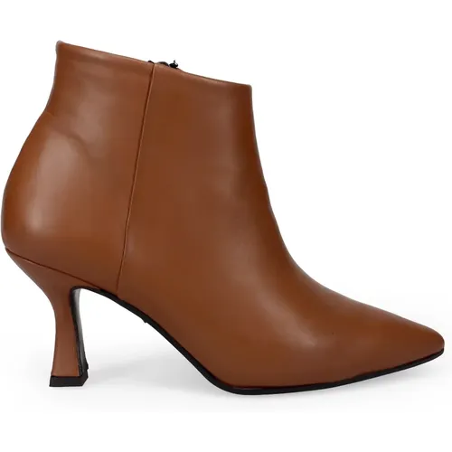 Braune Leder Stiefeletten Elegante Silhouette , Damen, Größe: 37 EU - Sangiorgio - Modalova