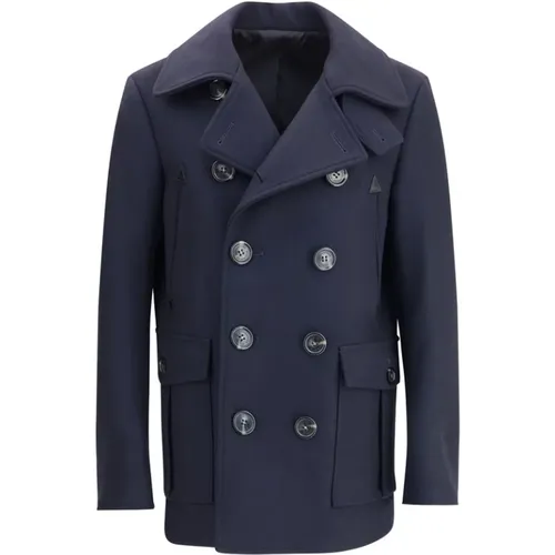 Double-Breasted Coats, male, , Size: L Wool Caban Coat - Dsquared2 - Modalova