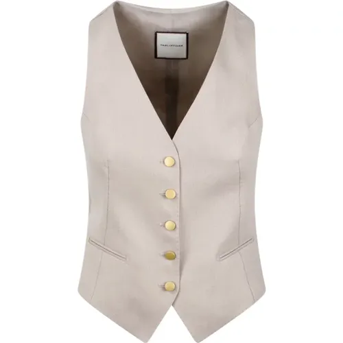 Linen Twill Vest - Slim Fit , female, Sizes: XS - Tagliatore - Modalova