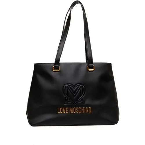 Tote Bags, female, , Size: ONE SIZE Stylish Shopper Bag with Top Zip - Love Moschino - Modalova