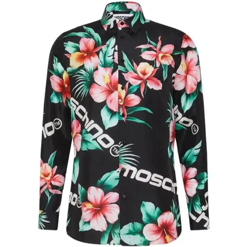 Casual Shirts, male, , Size: S Silk Flower Print Shirt - Moschino - Modalova