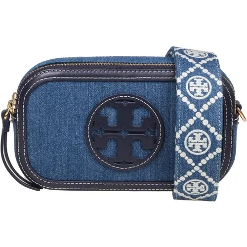 Denim Shoulder Bag with Leather Details , female, Sizes: ONE SIZE - TORY BURCH - Modalova