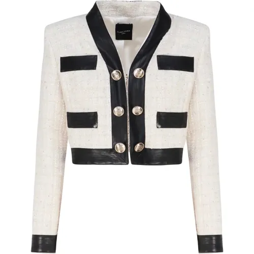 Weiße Baumwollmischung Maßgeschneiderte Jacke , Damen, Größe: 2XL - Guess - Modalova