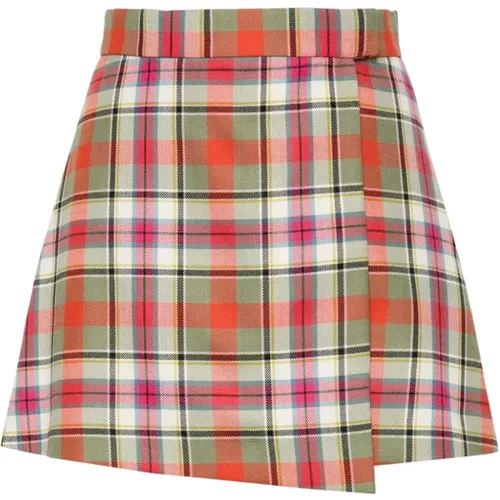 Short Skirts, female, , Size: 2XS Plaid Check Wrap Skirt Red - Vivienne Westwood - Modalova