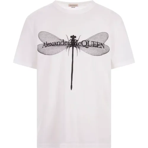 T-Shirt mit Libellenmuster Weiß , Herren, Größe: L - alexander mcqueen - Modalova