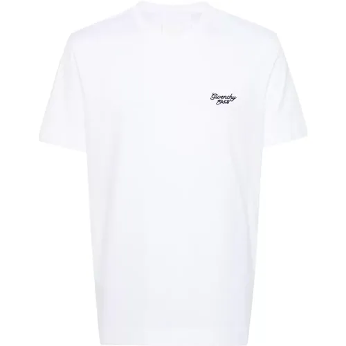 T-shirt with Signature Embroidery , male, Sizes: M, S, L, 2XL, XL - Givenchy - Modalova