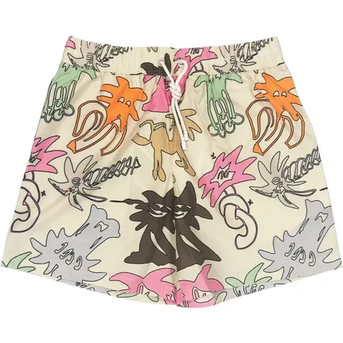 Long Cut Swim Shorts with Palm Print , male, Sizes: L, S - Palm Angels - Modalova