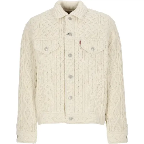 Cardigans, male, , Size: L Ivory Wool Jacket with Braided Pattern - Junya Watanabe - Modalova