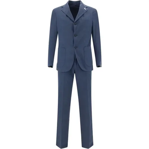 Single Breasted Suits, male, , Size: L Classic Cotton Suit with Blazer and Pants - Lardini - Modalova