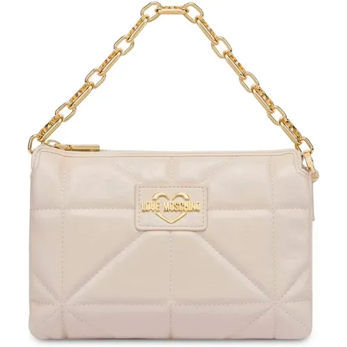 Geometrische Elfenbein Schultertasche - Love Moschino - Modalova