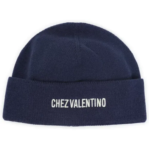 Beanies, male, , Size: ONE SIZE Cotton and Wool Beanie - Valentino Garavani - Modalova