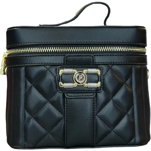 Schwarze PU-Handtasche mit abnehmbarem Kettenriemen , Damen, Größe: ONE Size - Pollini - Modalova