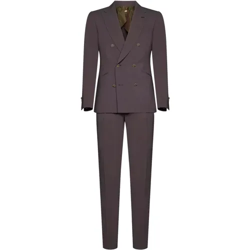 Double Breasted Suits, male, , Size: L Double-Breasted Stretch-Wool Suit Dress - Maurizio Miri - Modalova