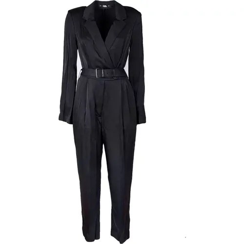 Satin Jumpsuit with Cape Sleeves , female, Sizes: M - Karl Lagerfeld - Modalova