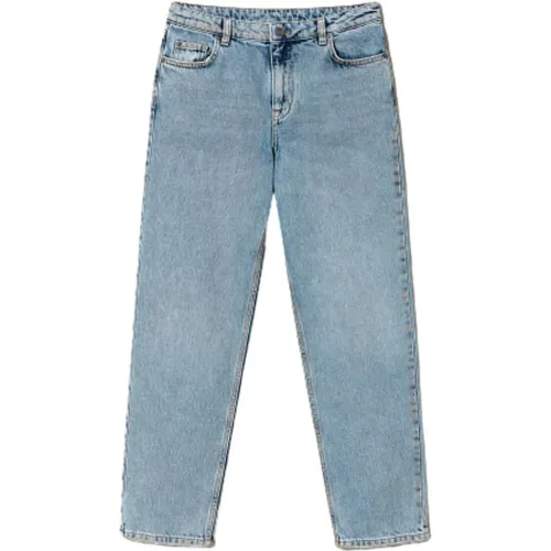 High-Waist Cropped Straight Cut Jeans , Damen, Größe: W32 - Twinset - Modalova