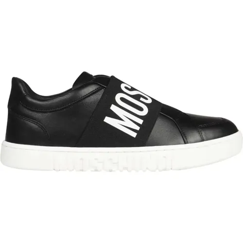 Leder-Sneakers mit Logo-Detail , Damen, Größe: 35 EU - Moschino - Modalova