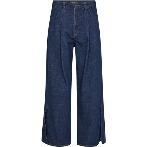 Weite Bein Hohe Taille Jeans Dunkelblau , Damen, Größe: W25 - MOS MOSH - Modalova