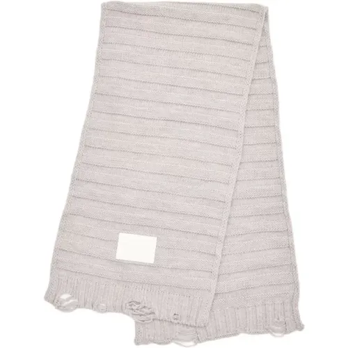 Winter Scarves, female, , Size: ONE SIZE Grey Fringed Edge Rectangle Scarf - MM6 Maison Margiela - Modalova