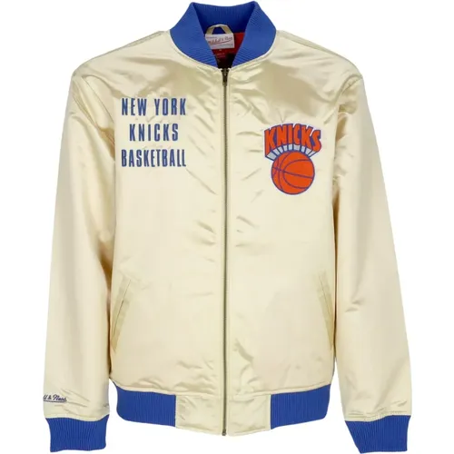 Bomber Jackets, male, , Size: L New York Knicks Vintage Logo Bomber Jacket - Mitchell & Ness - Modalova