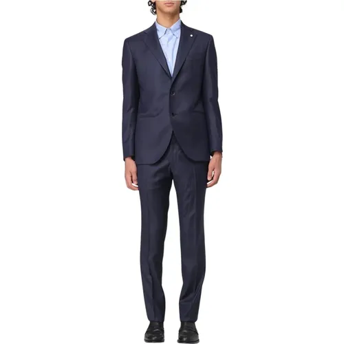 Single Breasted Suits, male, , Size: XL Two-Button Suit - Luigi Bianchi Mantova - Modalova