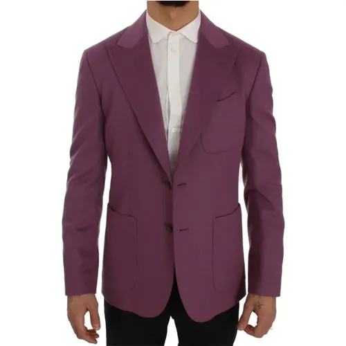 Lila Cashmere Slim Fit Blazer Jacke - Dolce & Gabbana - Modalova