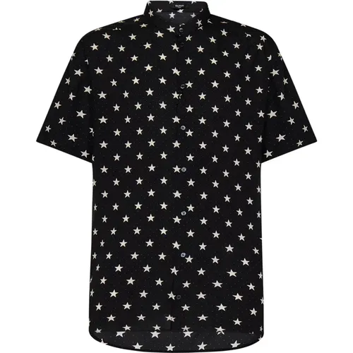 Short Sleeve Shirts, male, , Size: XL Star Print Short-Sleeved Shirt - Balmain - Modalova