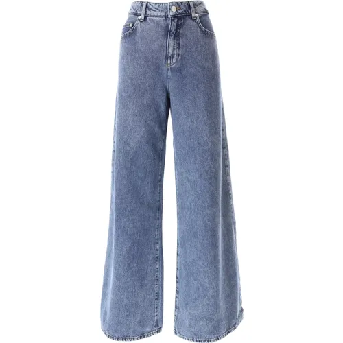 Wide Leg Heart Stitched Jeans , female, Sizes: W26 - Moschino - Modalova