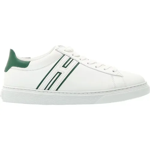 Weiße Ledersneakers mit Grünen Details - Hogan - Modalova