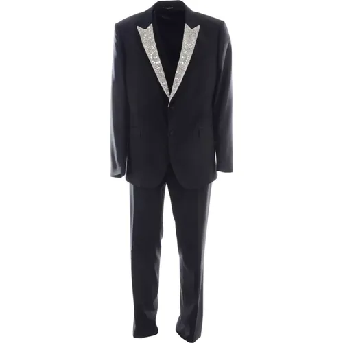 Single Breasted Suits, male, , Size: 4XL Luxury Men`s 3-Piece Suit with Applications - Dolce & Gabbana - Modalova