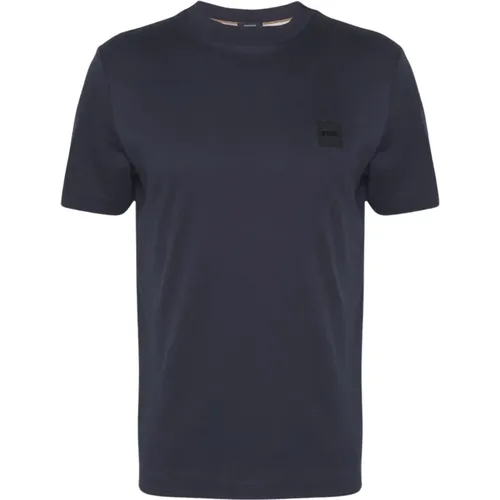 Blaues Rundhals-T-Shirt , Herren, Größe: L - Hugo Boss - Modalova
