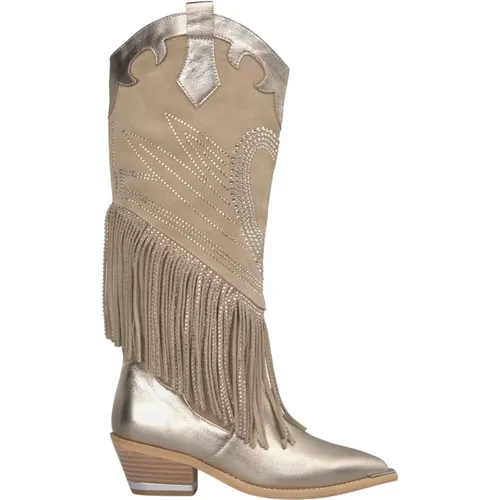 Funkelnde Fringed Cowboy Stiefel , Damen, Größe: 37 EU - Alma en Pena - Modalova