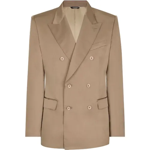 Silk Double-Breasted Blazer , female, Sizes: 2XL, 4XL - Dolce & Gabbana - Modalova