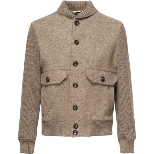 Cardigans, male, , Size: L Ribbed Cuffs Jacket - Eleventy - Modalova