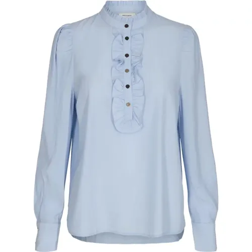 Feminine Chambray Bluse , Damen, Größe: M - FREEQUENT - Modalova