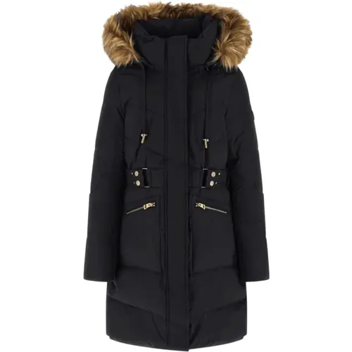 Parkas, female, , Size: XS Belted Puffer Coat with Faux Fur - Guess - Modalova
