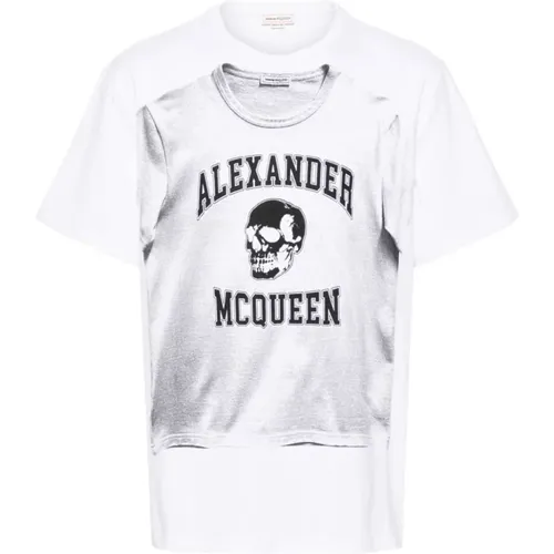 T-Shirts, male, , Size: L Graphic Print Cotton T-shirt - alexander mcqueen - Modalova