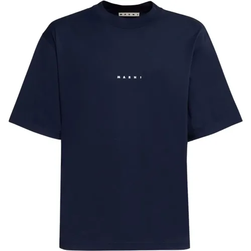 Baumwoll-T-Shirt mit Logo,Logo Print Baumwoll Crew-Neck T-Shirt - Marni - Modalova