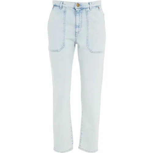 Jeans mit Stickerei und Gürtelschlaufen , Damen, Größe: W27 - pinko - Modalova