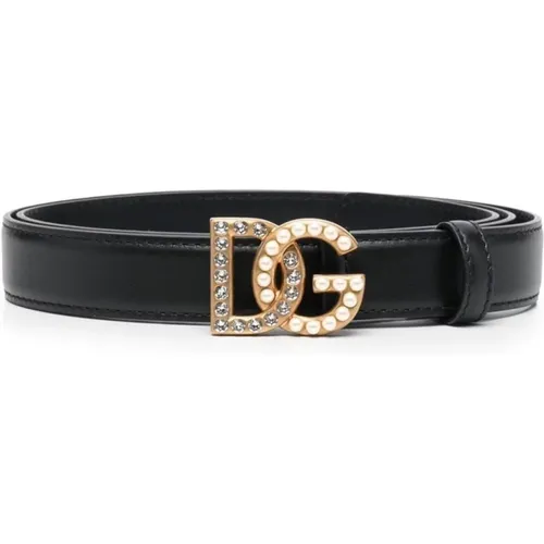 Belt with Gold Buckle and Rhinestones , female, Sizes: 75 CM - Dolce & Gabbana - Modalova