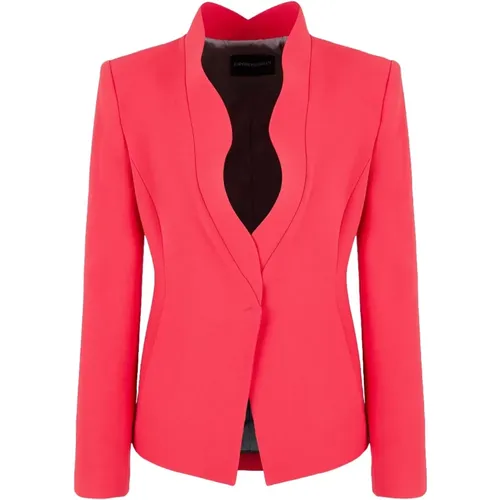 Cady Crepe Blazer with Shaped Lapels , female, Sizes: S, 2XS, M - Emporio Armani - Modalova